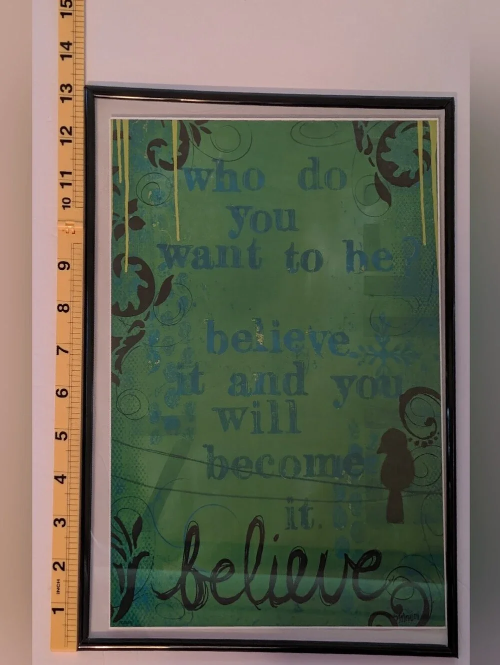 Inspirational 'Believe' Green Wall Art